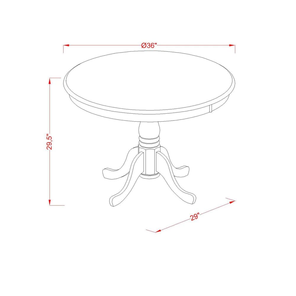 3 Piece Modern Dining Table Set Contains a Round Kitchen Table with Pedestal and 2 White Faux Leather Upholstered Chairs, 36x36 Inch, Linen White