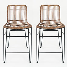 Weaver Hairpin Modern Global Rattan Counter Barstool (Set of 2)