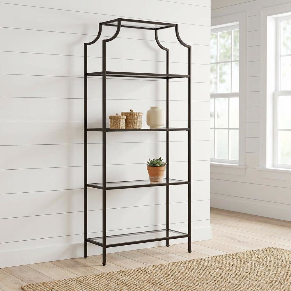 Oil Rubbed Bronze Etagere with Anti-Tip Hardware and Sturdy Frame