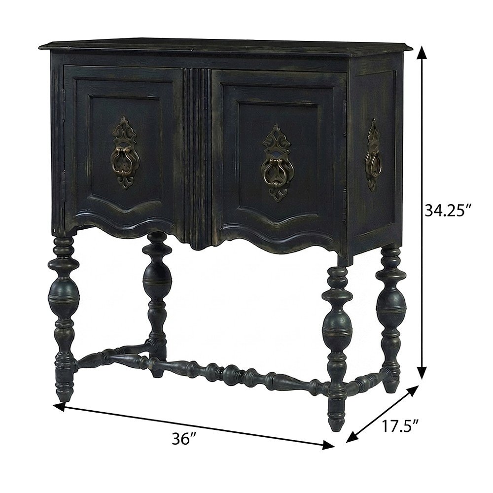 Birch Veneer Storage Chest with Distressed-Finish Detail for Entryway, Black