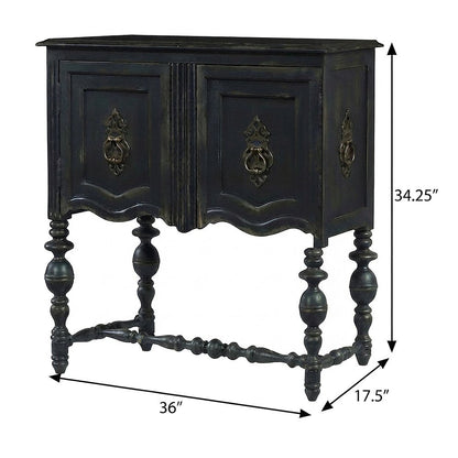 Birch Veneer Storage Chest with Distressed-Finish Detail for Entryway, Black