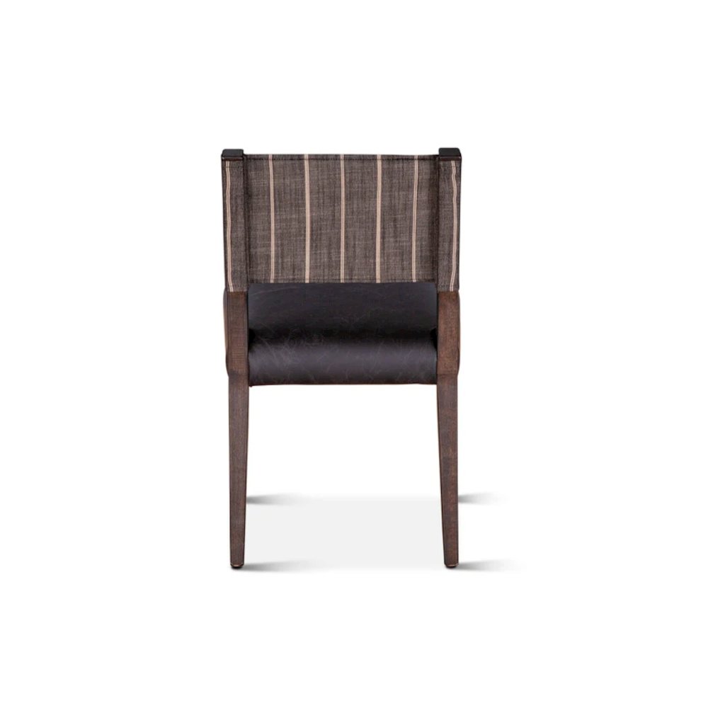 Lila Dining Chair in Black Leather and Linen