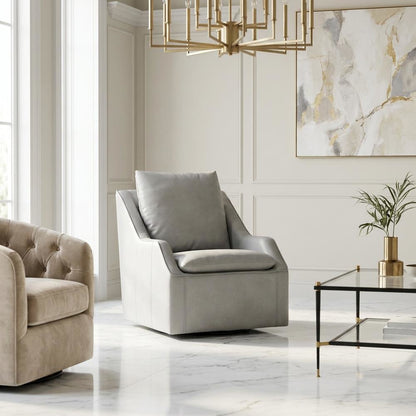 Grey Swivel Accent Chair with Traditional Design and Comfortable Seat