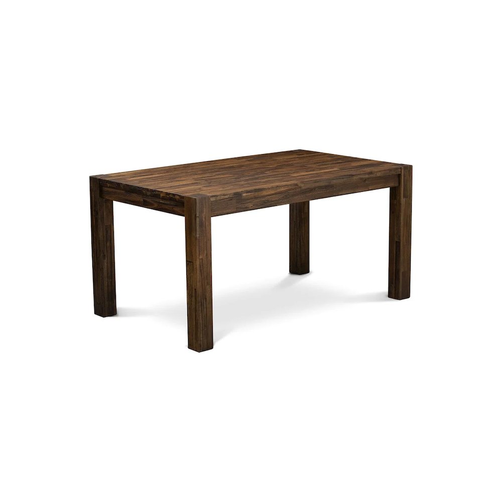 East West Furniture CNAB7-77-47 7Pc Dining Room Table Set Consists of a Rectangle Table and 6 Parson Chairs with Light Sable Color Linen Fabric, Medium Size Table with Full Back Chairs, Distressed Jac
