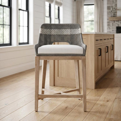 Dove Counter Stool with Solid Mahogany and Steel Frame Modern Design