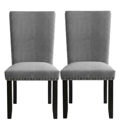 Light Grey Upholstered Side Chair Set with Comfortable Seat and Modern Design