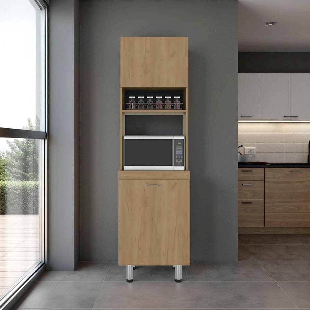 SOHAM Kitchen Pantry Cabinet – Tall Storage Unit, Beige Manufactured Wood Finish