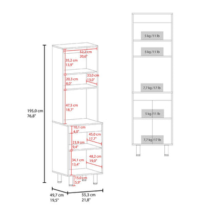 SOHAM Kitchen Pantry Cabinet – Tall Storage Unit, Beige Manufactured Wood Finish
