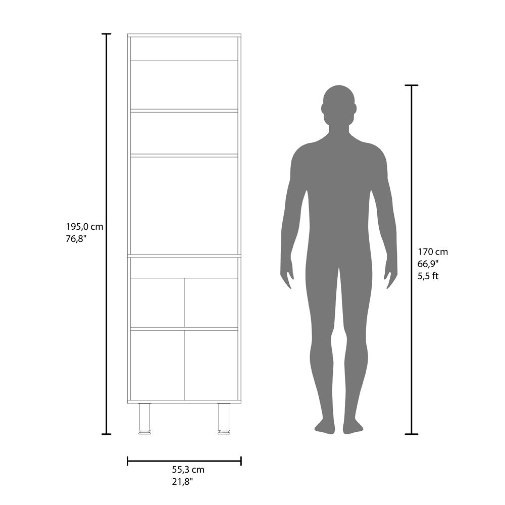 SOHAM Kitchen Pantry Cabinet – Tall Storage Unit, Beige Manufactured Wood Finish