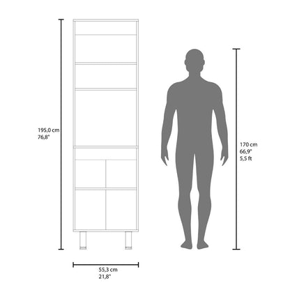 SOHAM Kitchen Pantry Cabinet – Tall Storage Unit, Beige Manufactured Wood Finish