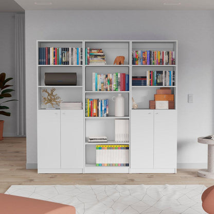 Salina 3 Piece Living Room Set with 3 Bookcases, White