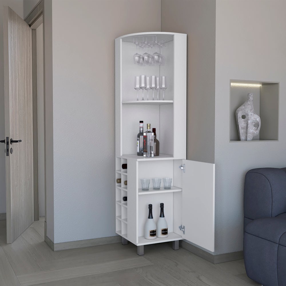 Corner Bar Cabinet Cleveland, Living Room, White
