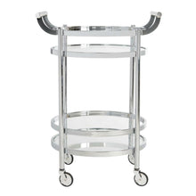 Chrome 2-Tier Round Bar Cart with Metal Frame and Spacious Shelves