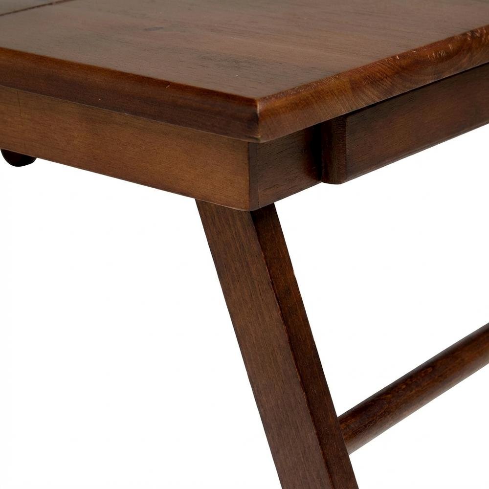 Flip Top Lap Desk, Foldable Legs, Tilting Surface, Storage Drawer, Brown