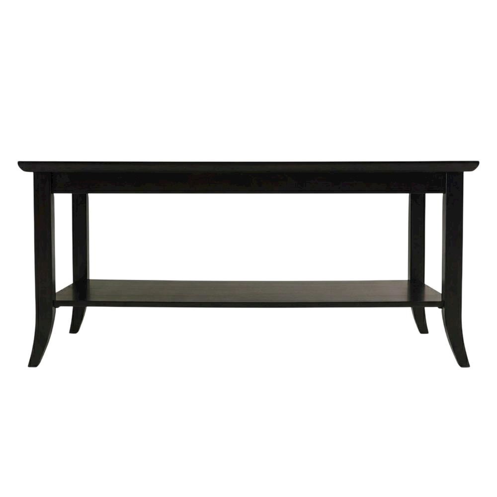 Rectangular Coffee Table, Glass Top Shelf, Solid Wood, Espresso
