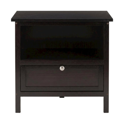 Solid Wood Corner TV Stand With Storage Flip Down Door And Open Shelf
