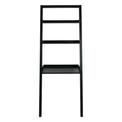 Black Leaning Desk, Ladder Design, Computer Table, Two Storage Shelves