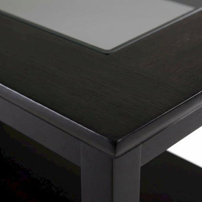 Rectangular Coffee Table, Glass Top Shelf, Solid Wood, Espresso