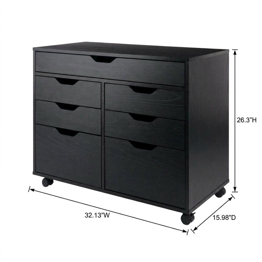 Composite Wood Buffet Cabinet with Open Shelves for Kitchen or Pantry, Black