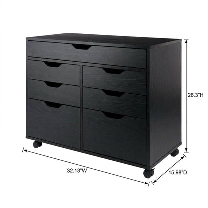 Composite Wood Buffet Cabinet with Open Shelves for Kitchen or Pantry, Black