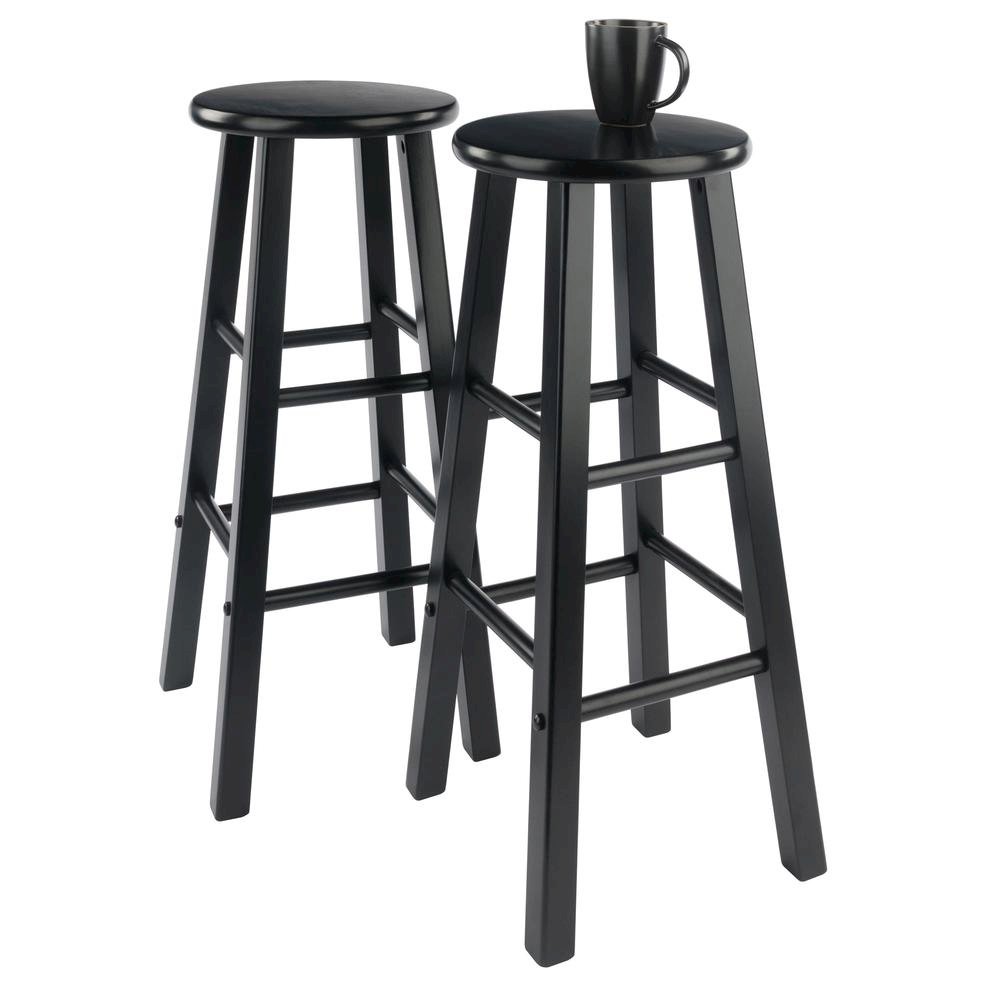 Rustic Wooden Bar Stools – Backless Wood Counter Stools Set of 2