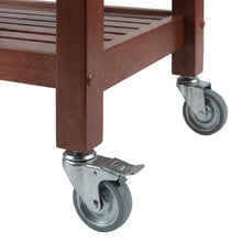 Kitchen Cart with Drop Leaf Extension, Slatted Shelf, Locking Casters
