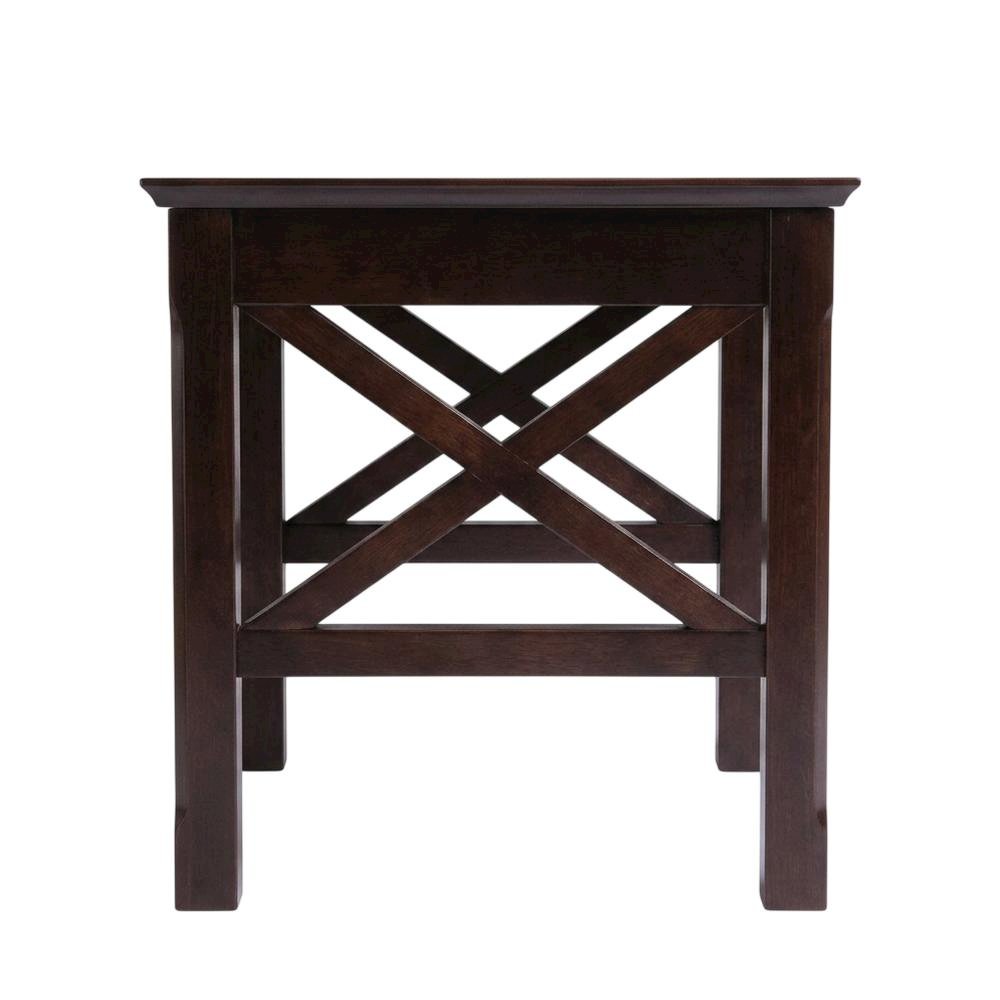 Solid Wood 3 Piece Nesting Tables Set With Stackable Design In Cappuccino Finish