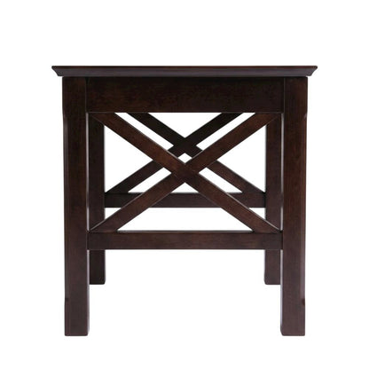 Solid Wood 3 Piece Nesting Tables Set With Stackable Design In Cappuccino Finish