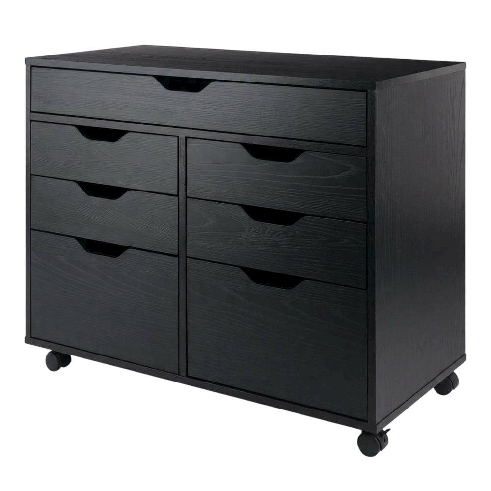 Composite Wood Buffet Cabinet with Open Shelves for Kitchen or Pantry, Black