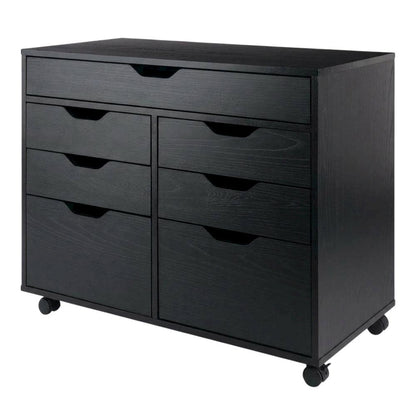 Composite Wood Buffet Cabinet with Open Shelves for Kitchen or Pantry, Black