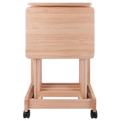 Natural color Solid Wood TV Trays – Folding Snack Tables for Eating and Serving