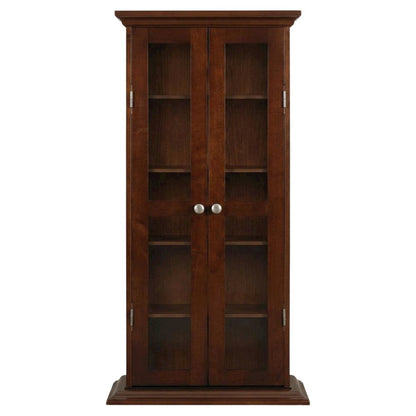 Media Storage Cabinet, Glass Doors, 4 Adjustable Shelves