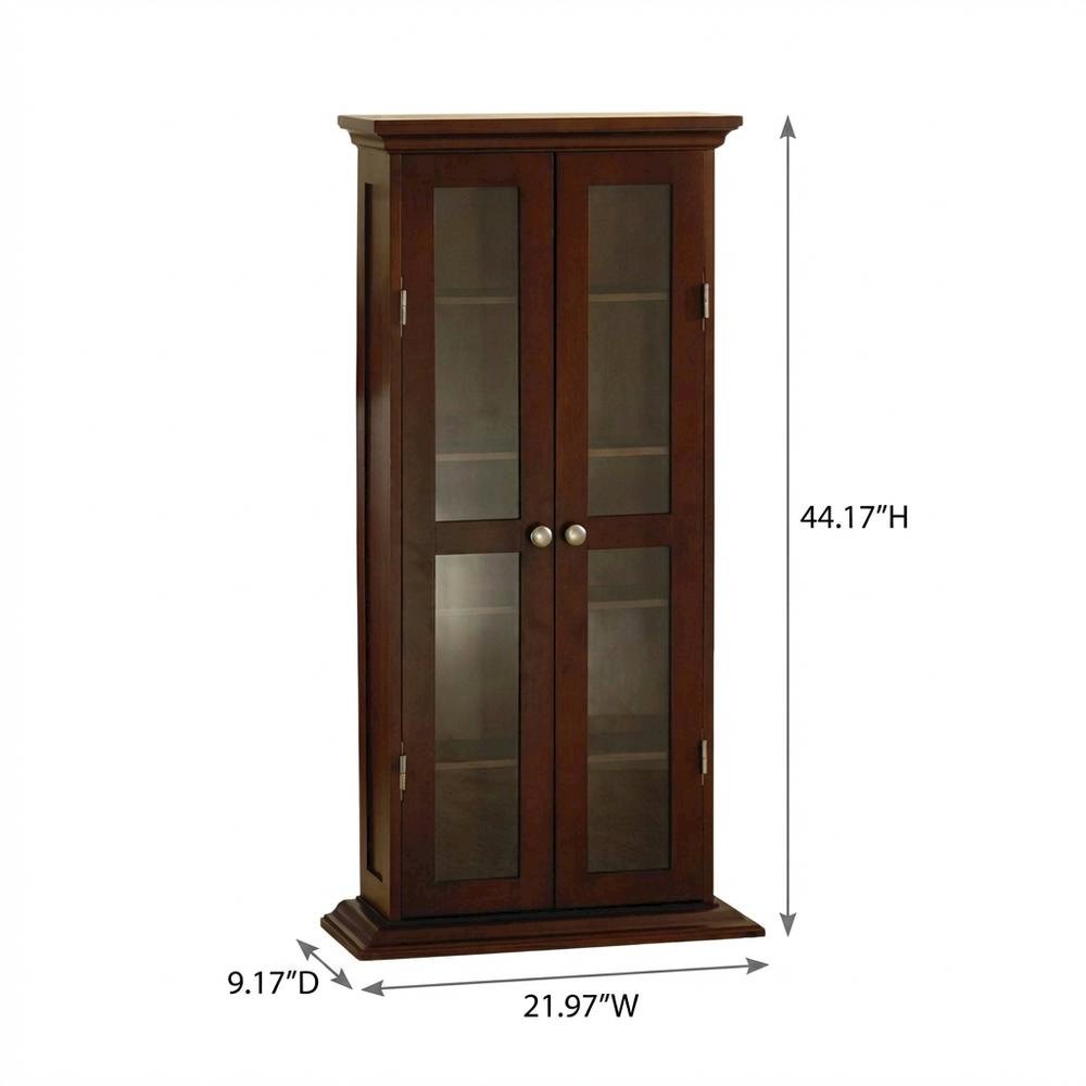 Media Storage Cabinet, Glass Doors, 4 Adjustable Shelves