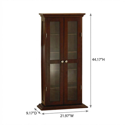 Media Storage Cabinet, Glass Doors, 4 Adjustable Shelves
