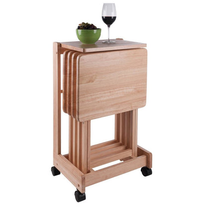 Natural color Solid Wood TV Trays – Folding Snack Tables for Eating and Serving