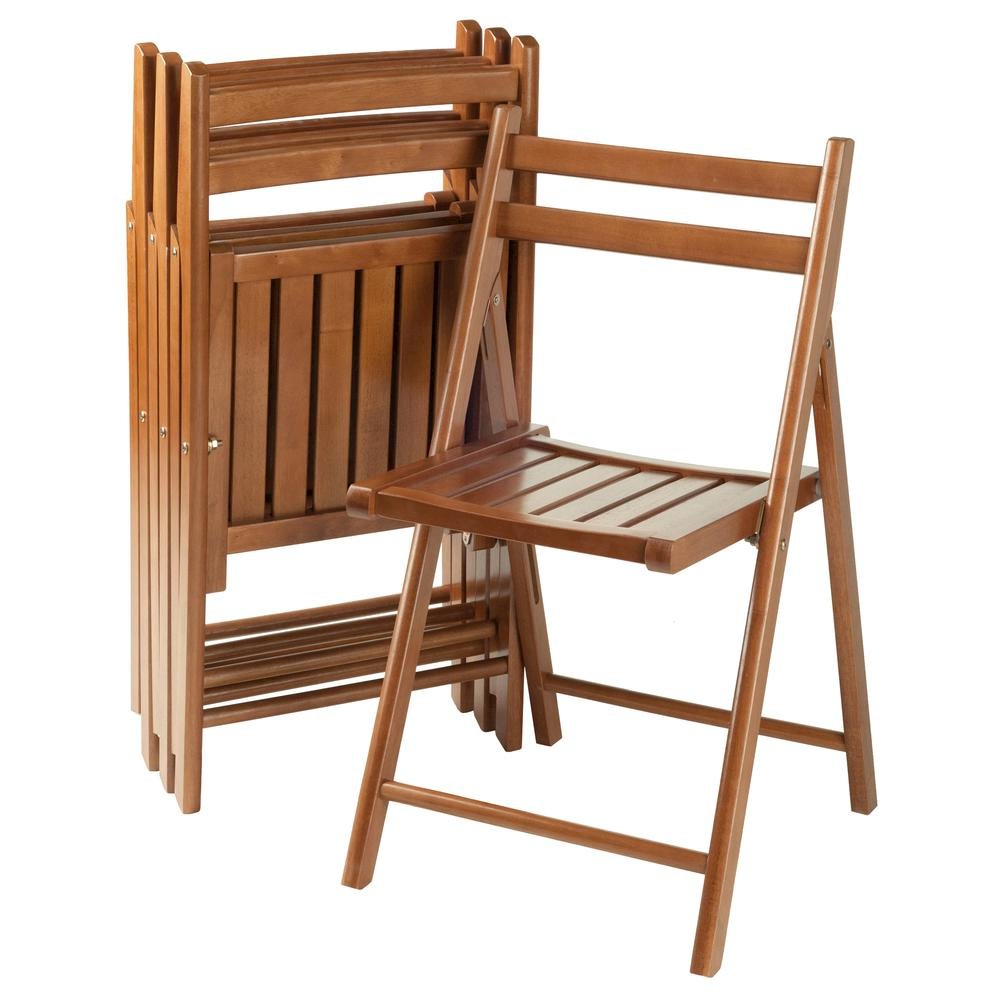 FurniFact Solid Teak Wooden Folding Chairs – Set of 4