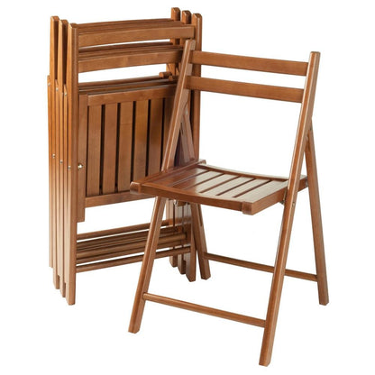 FurniFact Solid Teak Wooden Folding Chairs – Set of 4