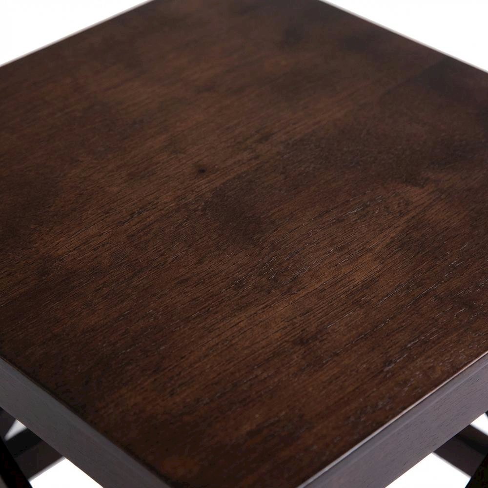 Solid Wood 3 Piece Nesting Tables Set With Stackable Design In Cappuccino Finish