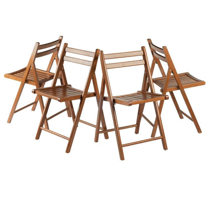 FurniFact Solid Teak Wooden Folding Chairs – Set of 4