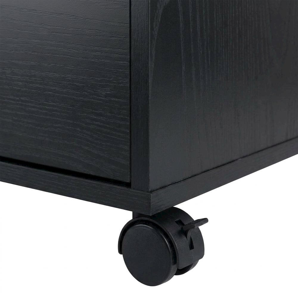Composite Wood Buffet Cabinet with Open Shelves for Kitchen or Pantry, Black