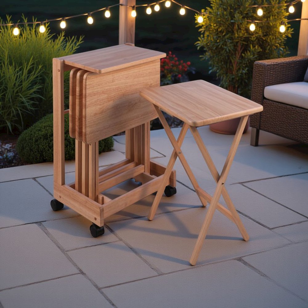 Natural color Solid Wood TV Trays – Folding Snack Tables for Eating and Serving