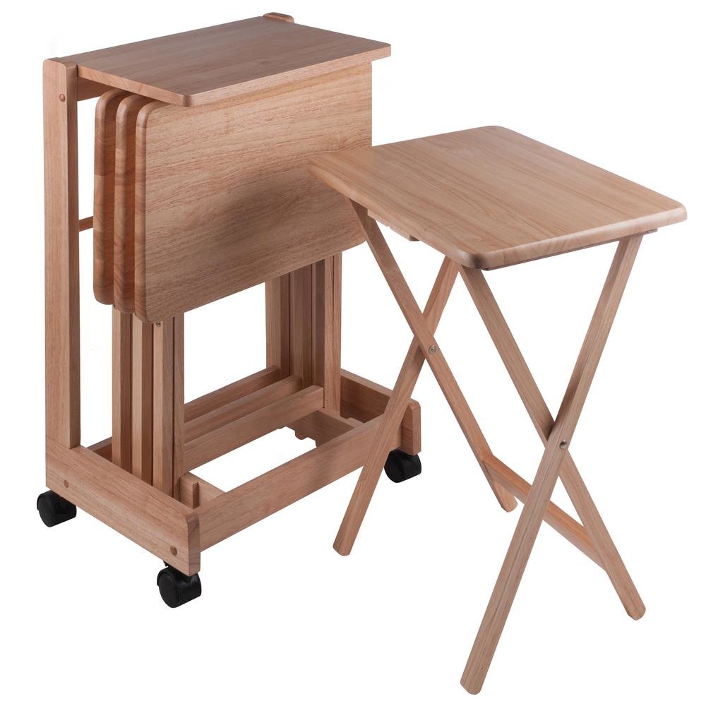 Natural color Solid Wood TV Trays – Folding Snack Tables for Eating and Serving