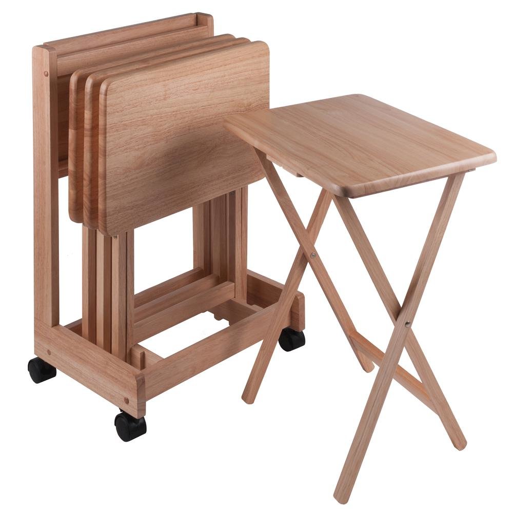 Natural color Solid Wood TV Trays – Folding Snack Tables for Eating and Serving