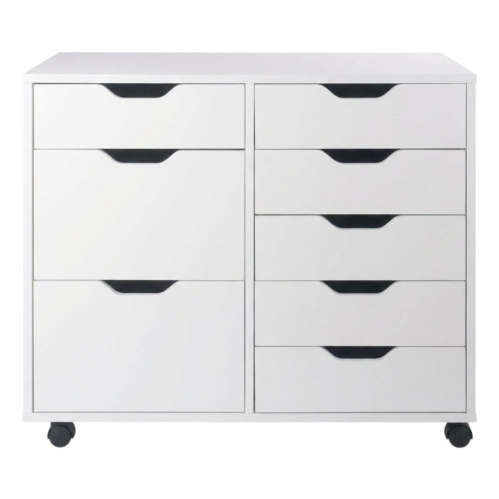 Contemporary Storage Cabinet with Drawers for Home Office Organization, White