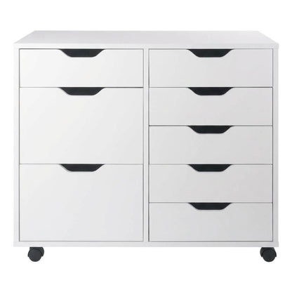 Contemporary Storage Cabinet with Drawers for Home Office Organization, White