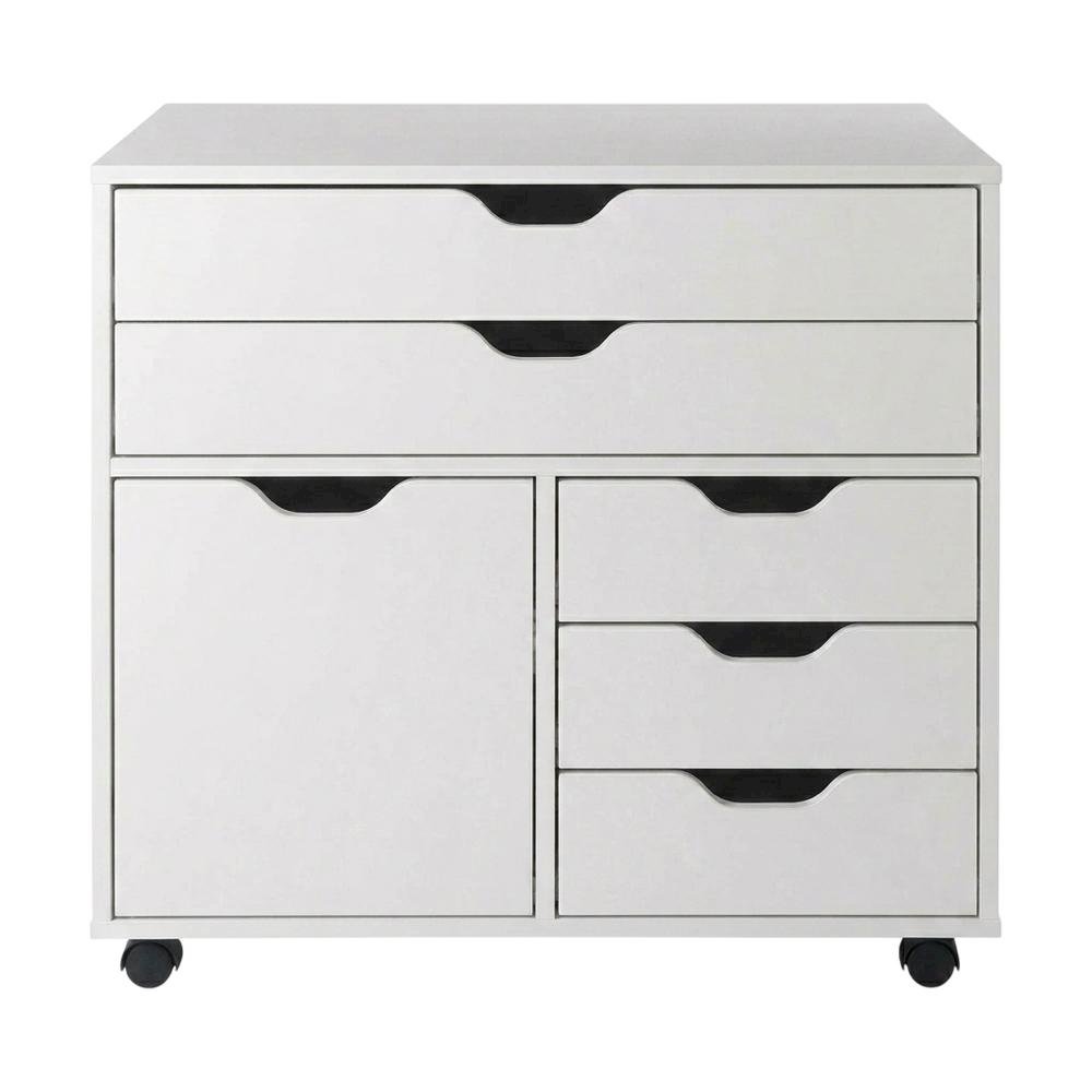 White Office Storage Cabinet With Drawers, Storage Cabinet On Wheels