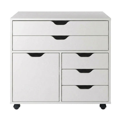 White Office Storage Cabinet With Drawers, Storage Cabinet On Wheels