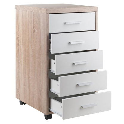 FurniFact Reclaimed Wood & White 5-Drawer File Cabinet