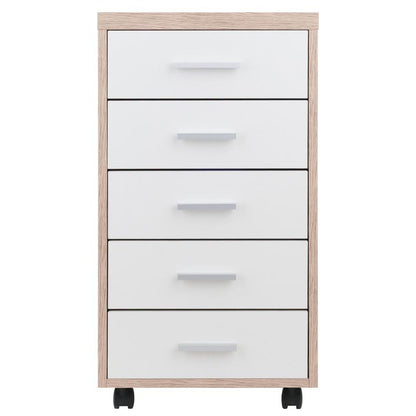 FurniFact Reclaimed Wood & White 5-Drawer File Cabinet