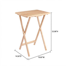 5-PC Folding Tray Table Set, Natural Solid Wood, Portable Rack